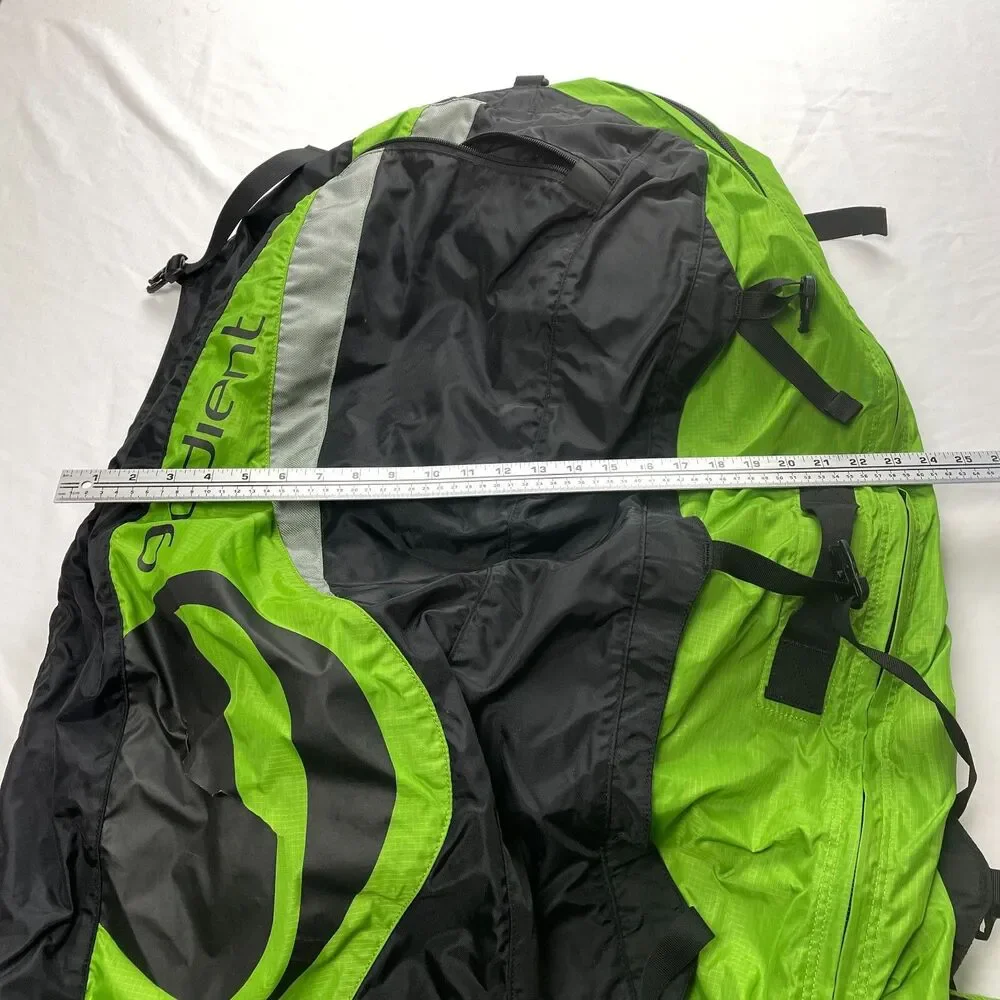 Gradient Mountaineering Trail Backpack Hiking Black Green Pockets Padded Straps